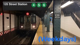 MTA NYC SubwayIRT Lexington Avenue Line 4 5 6 Train Action At 125th Street Weekdays [upl. by Adnir749]