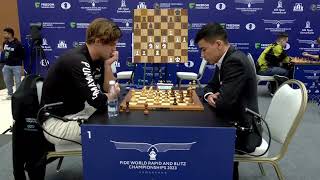 Magnus Carlsen 2887 vs Shamsiddin Vokhidov 2588  FIDE World Blitz 2023 [upl. by Ajay67]