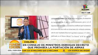 En Consejo de Ministros derogan decreto que prohibía la portación de armas en Colón [upl. by Ivie]