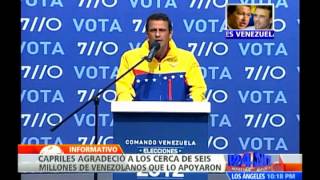 Capriles se dirige a la nación tras conocer su derrota en las elecciones presidenciales [upl. by Aihset]