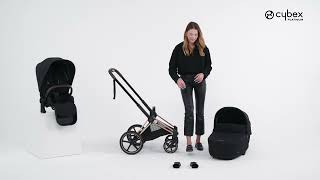 How to Attach the Lux Carry Cot I PRIAM Stroller Travel System I CYBEX [upl. by Elysha]