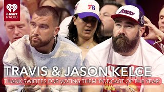 Travis amp Jason Kelce Thank Swifties For Voting Them Podcast of the Year  Fast Facts [upl. by Asamot391]