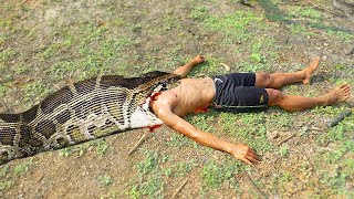 ANACONDA ATTACKS fishing boy in water  Ataque de anaconda  fun made movie part 24 [upl. by Imoyaba]