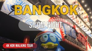 Bangkok Walking Tour Silom at Night 4K [upl. by Nevin]