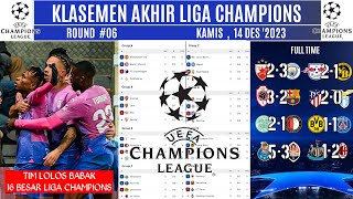 Klasemen liga Champions usai Dortmund 11 psg  Newcastle 12 ac milan  tim lolos babak 16 besar [upl. by Seldan329]