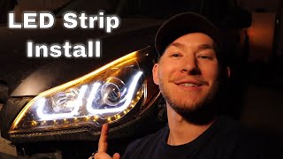 How To Wire LED Turn Signal  DRL Strip Install On Car Headlights LEADTOPS [upl. by Adnirem]