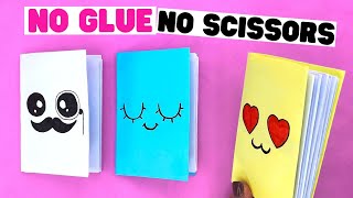 How to make ONLY PAPER diy MINI NOTEBOOK Easy origami notebook no glue no scissors [upl. by Noissap]