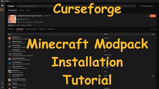 Curseforge Minecraft Modpack InstallationUpdating Tutorial with JVM Arguments [upl. by Gavriella502]