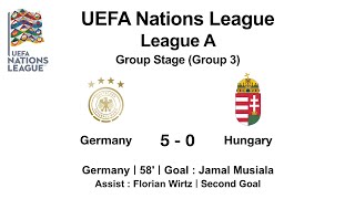 2425 UEFANationsLeague｜LeagueA Group3｜Germany 5  0 Hungary｜JamalMusiala Goal Tor Fußball [upl. by Lebna]