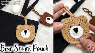 CROCHET “Bear” Small Pouch  Tutorial [upl. by Reppep84]