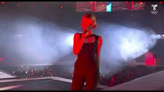 angele with kavinsky ft phoenix nightcall at paris olympics 2024 closing ceremony part 010 [upl. by Barta201]