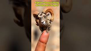 A Huge Bighorn Sheep Standing Proudly On A Humans Finger bestviralyoutubeshorts viralvideo fact [upl. by Marice884]