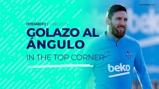 Golazo al ángulo y asistencias de Messi en la práctica del Barcelona [upl. by Eirojam169]