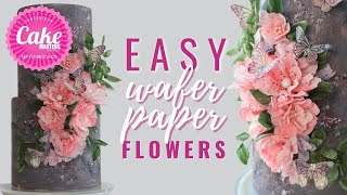 How to make wafer paper flowers for cakes  Florea Cakes [upl. by Ahsirtak]