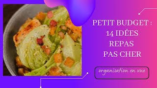 BUDGET  14 idées repas pas cher pour petit budget [upl. by Mcgannon]