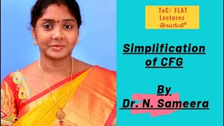 Lecture 84 Simplification of CFG Minimization of CFG In Telugu  By Dr N Sameera Neelis Galaxy [upl. by Aicak]