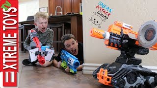 Evil Drone Vs Sneak Attack Squad Ethan and Cole get in to a Nerf Battle with a Crazy Robot [upl. by Neenwahs]