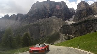 Car motorcycle tour Grödner Joch  Passo di Gardena  Dolomites [upl. by Keiryt659]