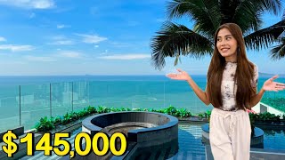 Touring a Luxurious Pattaya Ocean View Condo in Thailand 145000 5M THB [upl. by Peters440]