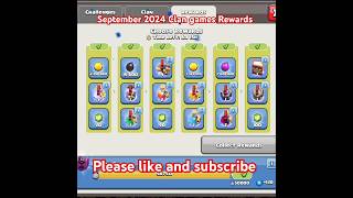 September 2024 Clan games Rewards  Clash of Clans  shorts clashofclans coc [upl. by Dnilasor100]