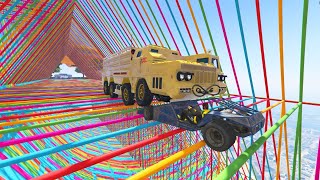 Cars Vs Cars in Colourful Jail 99990000 People Break Their Head After This Race in GTA 5 [upl. by Adnaugal]