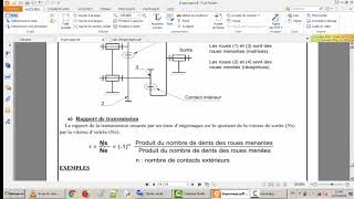 Transmission par train dengrenage exercices corrigéCours Baccalauréat technique [upl. by Ettenal]