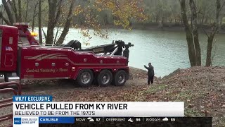 Vehicle pulled from Kentucky River believed to be from the 70s [upl. by Coplin]