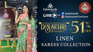 Kalamandir Dussehra Dhamaka SALE Flat 51 OFF  Linen Sarees  Kalamandir Sarees LIVE [upl. by Carver]