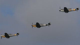 Three Messerschmitt BfMe 109 First Formation Flypasts over Germany after End of World War 2 [upl. by Ihcego]