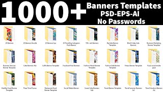 1000 Multipurpose Banners Templates Download In PSD EPS AI Files English Photoshop Tutorial [upl. by Free626]