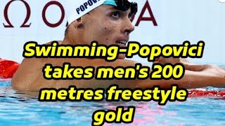 David Popovici claims mens 200m free Olympic title final at Paris Olympics 2024 [upl. by Norvell]