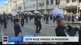 Protesters briefly stop the 135th Rose Parade Monday morning [upl. by Pearla]