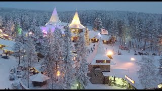 Santa Claus hometown Rovaniemi Lapland Finland by air Father Christmas travel video Arctic Circle [upl. by Lemrac416]