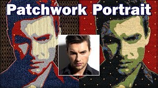 Photoshop Tutorial How to Create a Fabric Patchwork Portrait of a Face from a Photo [upl. by Radbun]