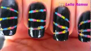 Unhas Efeito Fitas Adesivas  Nail Art [upl. by Laroy]