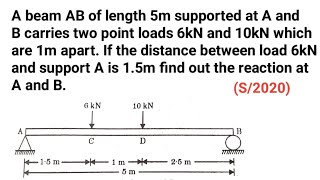 Numerical Problem based on Simply Supported Beam ll How to calculate Reaction of beam ll SOM l ME [upl. by Deana]