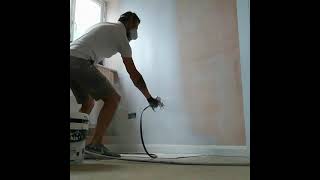 Spraying new plaster with Erbauer Airless sprayer [upl. by Nahtaoj]