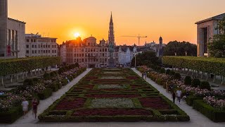 Sunny Mont des Arts Sunset TimeLapse Brussels Belgium [upl. by Wyatan]