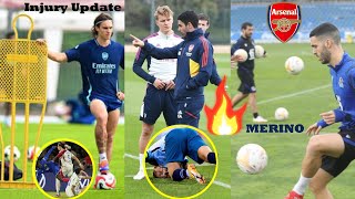 Arsenal latest update on Merino Odegarrd Calafiori and Jesus injury Return Date [upl. by Lenes]