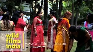 Ladies take blessings from Panditain  Karva Chauth celebration in Delhi [upl. by Ennasil]