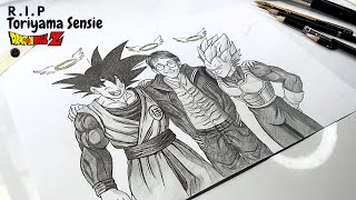 TimeLapse Drawing Tribute to Akira Toriyama and Dragon Ball  Goku x Vegeta fanart [upl. by Kcirdlek]