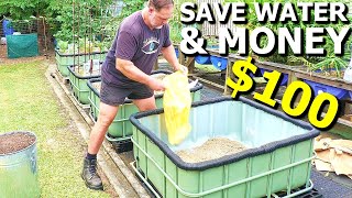 LOW Cost DIY Self Watering Raised Garden Wicking Bed From an IBC [upl. by Ahtebbat]