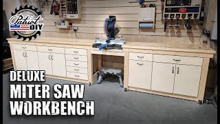 DELUXE Miter Saw Workbench  Miter Station PART 2 [upl. by Rahas]