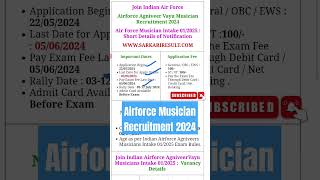 Air Force Musician salary  Indian Air Force Recruitment 2024 for female Air Force Recruitment 2024 [upl. by Tterb]