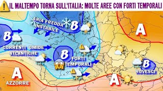 METEO DA DOMENICA 2209 NUOVA FASE DI MALTEMPO SULLITALIA NUBIFRAGI E FORTI TEMPORALI ECCO DOVE [upl. by Niarda893]