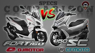 QJMOTOR FORTRESS 160 vs CFMOTO 150SC SPECS COMPARISON [upl. by Llednew960]