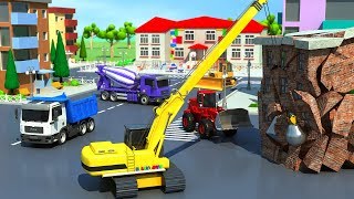 Construction de jardin denfants avec Grue de boule de démolition et camion [upl. by Ynnavoeg]