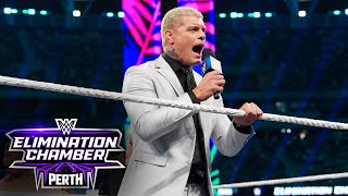 Cody Rhodes challenges The Rock to a match WWE Elimination Chamber 2024 highlights [upl. by Kape]