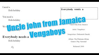 Lyrics  Uncle John from Jamaica  Vengaboys [upl. by Edy]