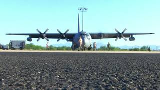 Starting up Engines Lockheed EC130H  Hercules Engine Start up Take off 4k [upl. by Nettie]